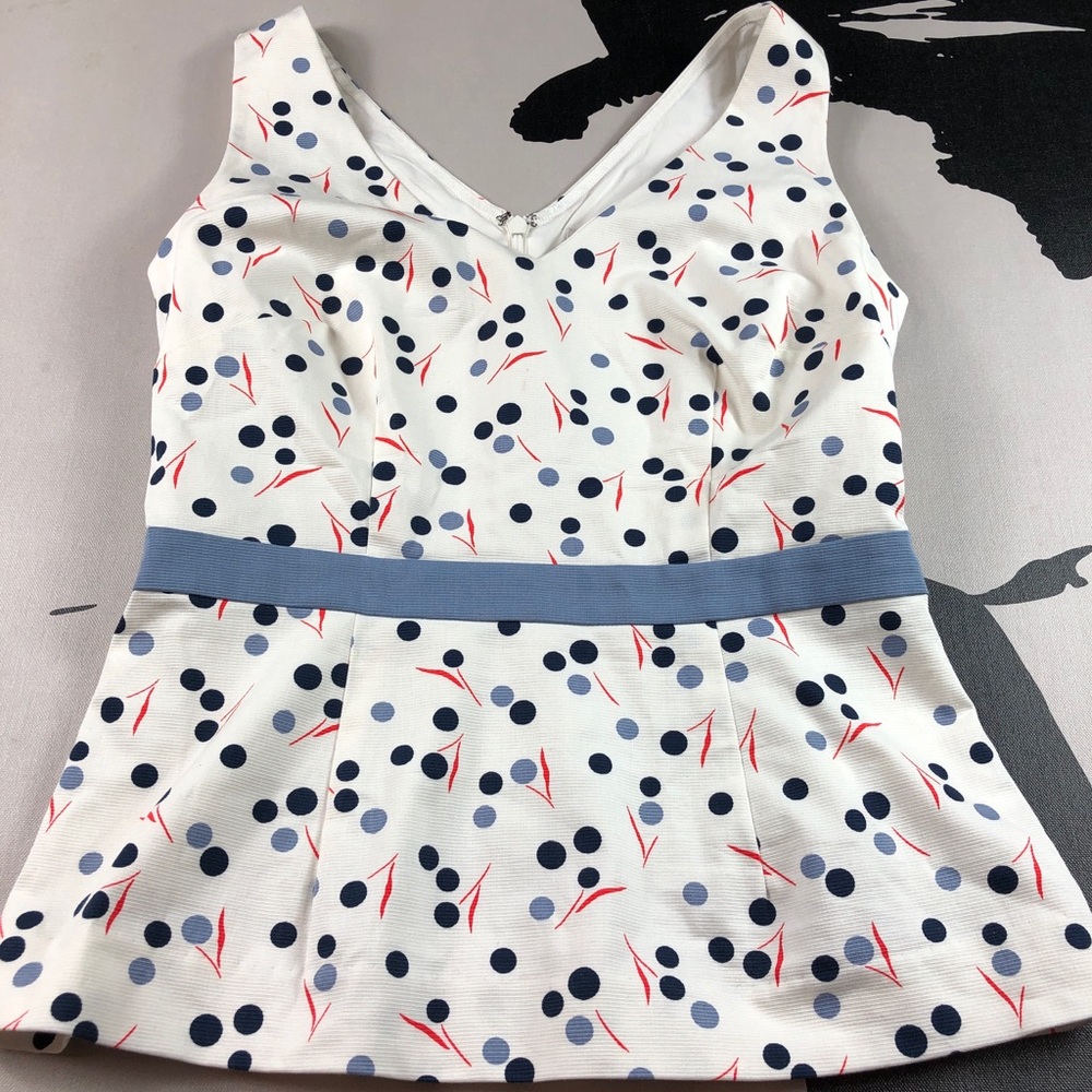 Boden Sinead Fitted Ivory Top Spots Sleeveless